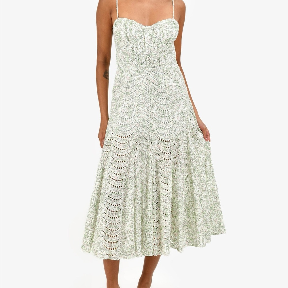 Elegant Green Lace Midi Dress